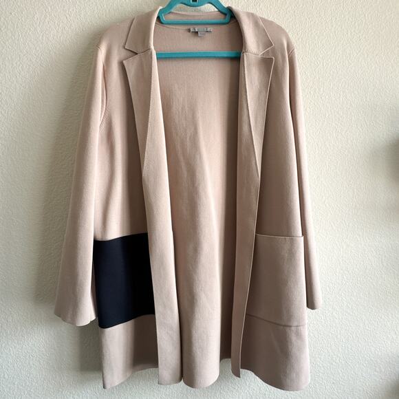 COS Long Structured Knit Jacket Beige Open Front Coatigan - Picture 3 of 12